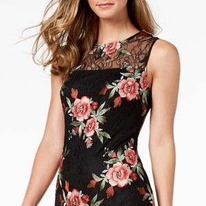 CALVIN KLEIN Sequined Floral Embroidered Flounce Dress
